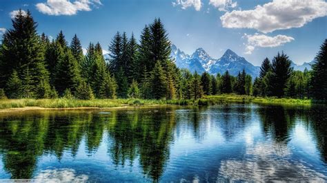 Nature Landscape Trees Mountains Reflection Wallpapers