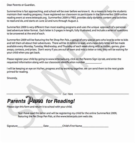Letter To Parent Template