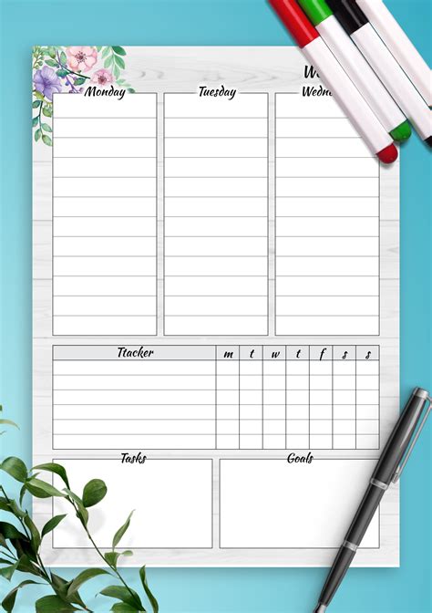 Download Printable Floral Weekly Planner Pdf