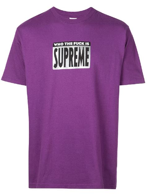 Supreme Slogan Print T Shirt In Purple Modesens