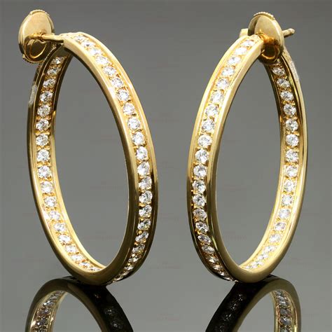 CARTIER Inside Out Diamond 18k Yellow Gold Hoop Earrings MTS