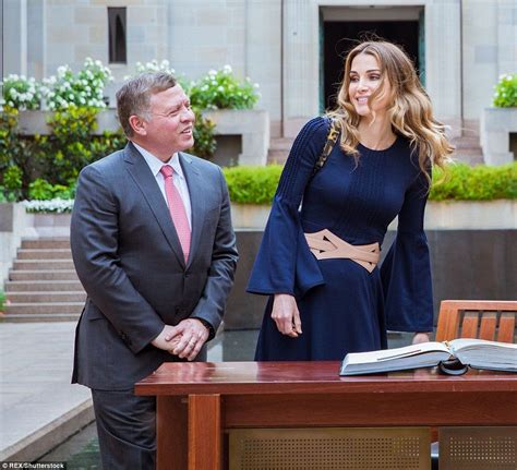 With Her Hair Blowing In The Canberra Breeze Queen Rania Smiled As She And King Abdullah Ii