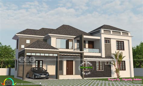 Sloping Roof 2600 Sq Ft 4 Bedroom Home Plan Kerala Home Design And