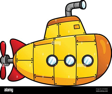 Submarine Cartoon Clipart Colored Illustration Stock Vector Image Art