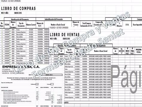 Libro De Iva Compras Y Ventas Formatos Seniat En Excel Bs 750000