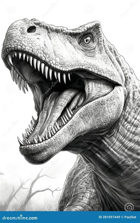 Tyrannosaurus Rex T Rex Dinosaur Pencil Drawing Style Stock