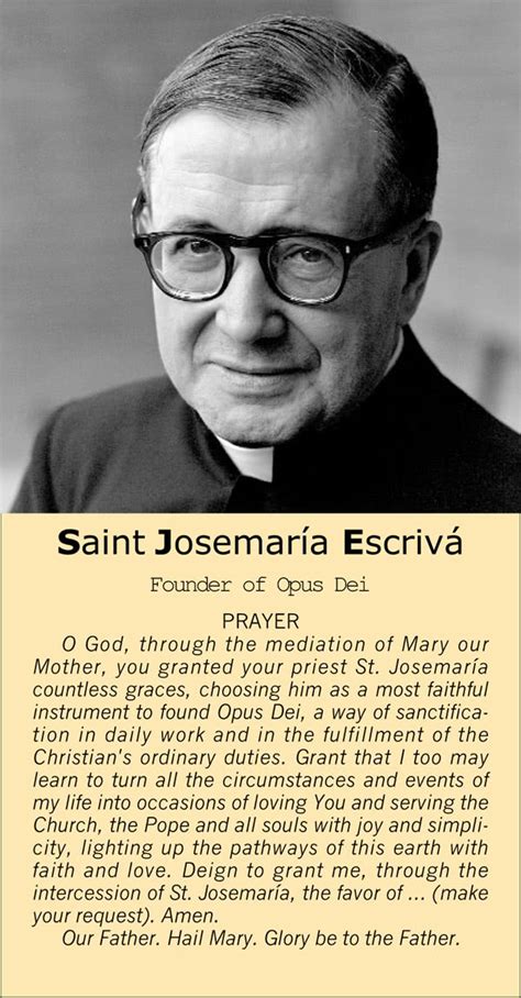 Prayer To Saint Josemaría Opus Dei