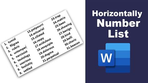 How To Insert Numbering List Horizontally In Microsoft Word YouTube