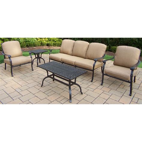 Oakland Living Hampton Deep Seating 5 Piece Aluminum Conversation Set