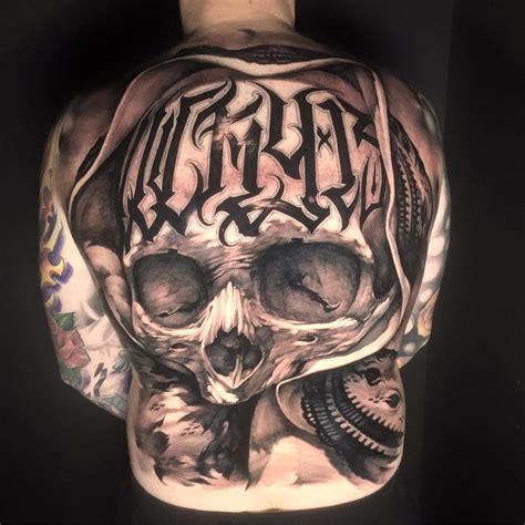 Amazing Skull Tattoo On Full Back By Zak Schulte
