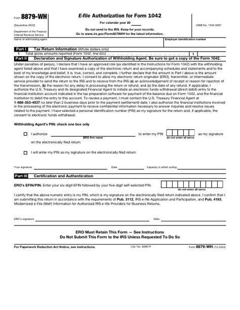 Irs Form 8879 Wh Fill Out Sign Online And Download Fillable Pdf