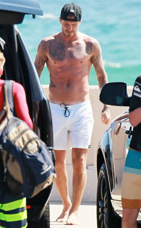 Shirtless David Beckham Flaunts Rock Hard Abs On The Beach—see The Hot