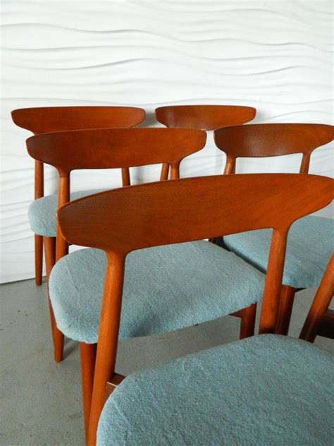 Alfred christiansen for slagelse mobelvaerk, set of six 'boomerang' dining chairs, teak, leather, denmark, 1950s. Six Harry Ostergaard Danish Teak Dining Chairs for Randers ...