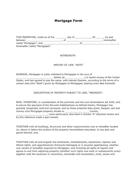 Free Mortgage Form Pdf Template Form Download