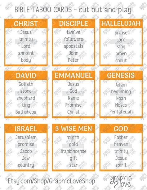 Free Printable Bible Charades Cards Omegalith