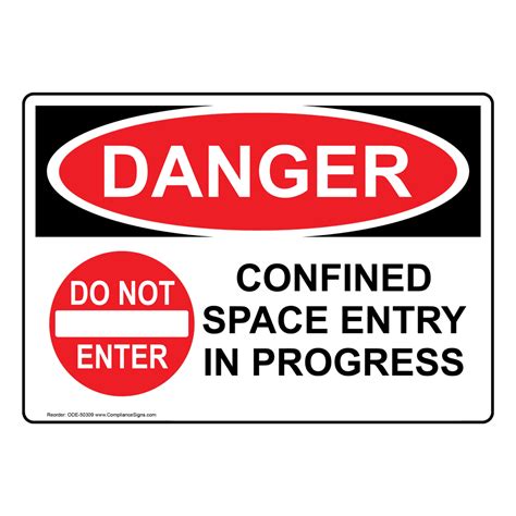 Osha Confined Space Entry In Progress Sign With Symbol Ode 50309