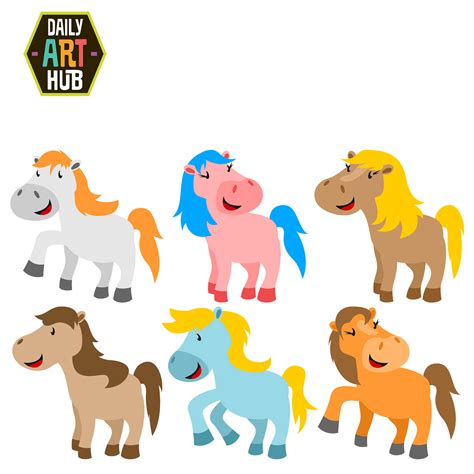 Cute Ponies Clip Art Set Daily Art Hub