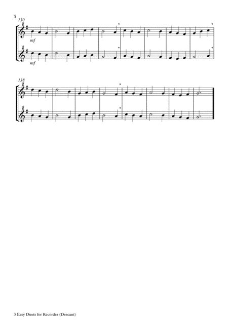 3 easy duets for descant recorder free music sheet