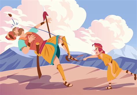 David And Goliath Fighting 150967 Vector Art At Vecteezy