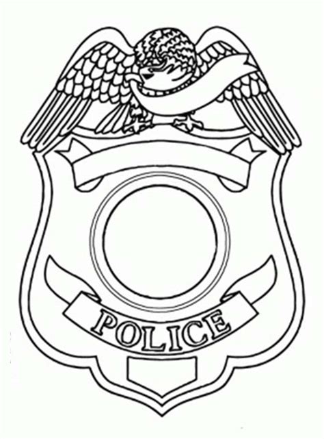 Police Badge Picture Coloring Page | Coloring Sky