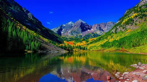 Hd Wallpaper Mountains Lake Reflection Tops Colorado Maroon Lake