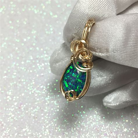 Black Opal Necklace Pendant K Gold Filled Jewelry For Women Lab