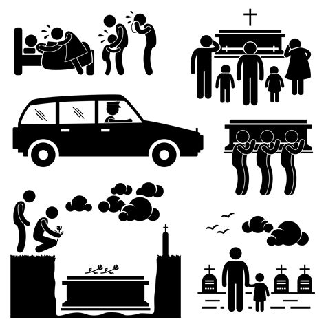 Man Funeral Burial Coffin Death Dead Died Stick Figure Pictogram Icon