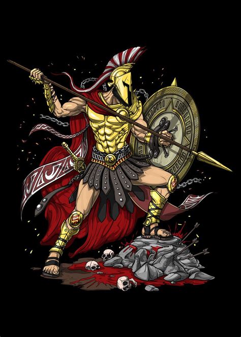 Greek Warrior God Ares Poster Picture Metal Print Paint By