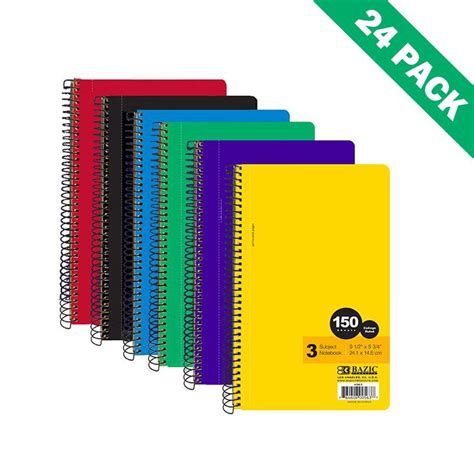 3 Subject Spiral Notebook Perforated Spiral College Ruled Notebook