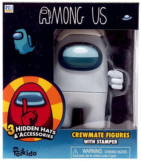 Among Us Crewmate Figures With Stamper Grey Action Figure Pack With Egg Hat PMI ToyWiz