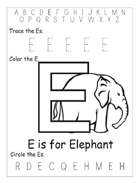 Letter E Coloring Sheets Preschool