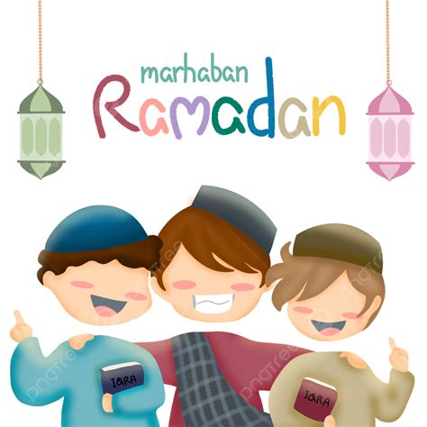 Marhaban Ramadhan Muslimische Kinder Feier Kinder Illustration