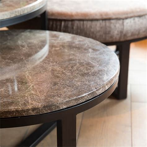 Prachtige bruin marmer salontafel met een frame van zwart metaal. Lucena tafel marmer Ø80 - Tafels - Stoop Furniture