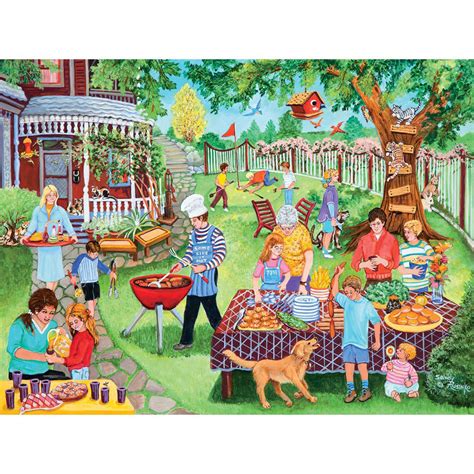 Bits and pieces shaped jigsawa are designed with unique die outlines and no straight edges for a truly challenging. Backyard Barbeque 300 Large Piece Jigsaw Puzzle | Bits and ...