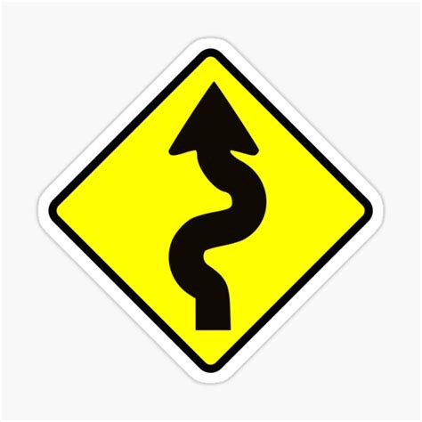 caution winding road ahead with dangerous curves sticker by cargear redbubble