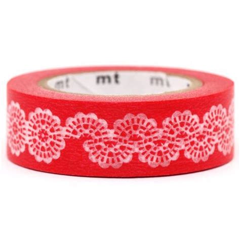 Mt Washi Masking Tape Deco Tape Flower Circle Red And White Lace