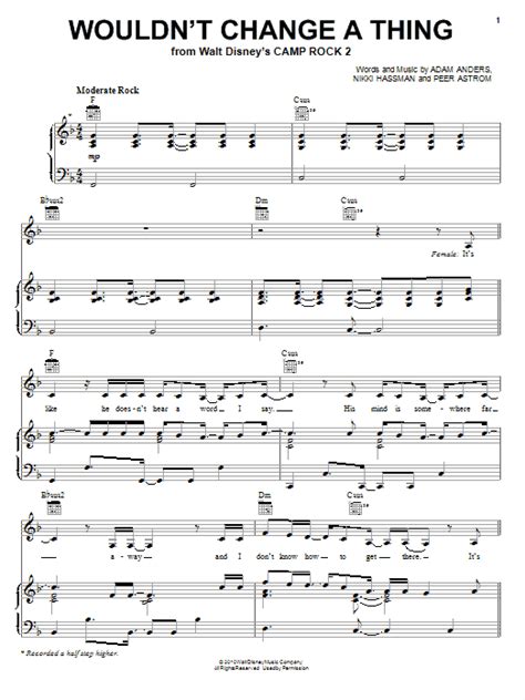 Wouldnt Change A Thing Sheet Music By Joe Jonas Piano Vocal And Guitar