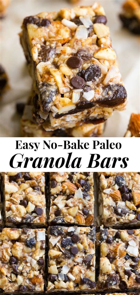 No Bake Granola Bars With Raisins And Chocolate Chips Grain Free