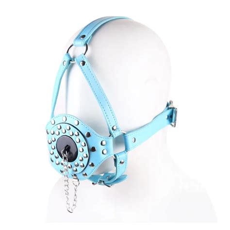 Pu Leather Head Harness Mouth Opening Funnel Enema Gag Fetish Slave