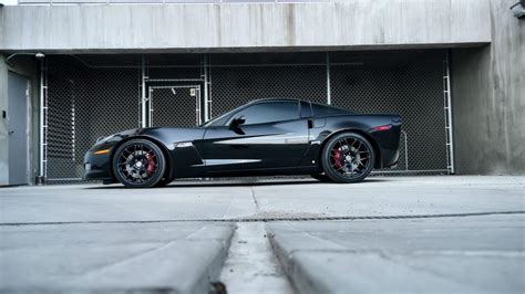 Chevrolet Corvette C6 Z06 Black With Hre P40 Aftermarket Wheels Wheel