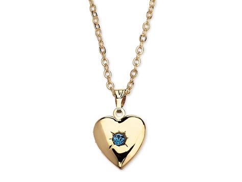 Birthstone Heart Locket Necklace In Yellow Gold Tone