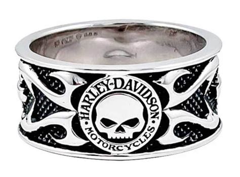 Harley Davidson Men S Willie G Skull Tribal Flames Band Ring Silver