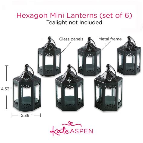 Black Hexagon Mini Lantern Set Of 6 Famous Favors