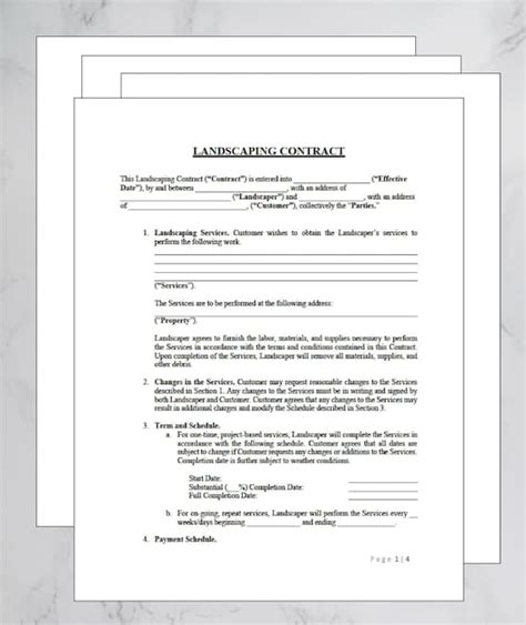 Simple Editable Landscaping Contract Template Word File Etsy Canada