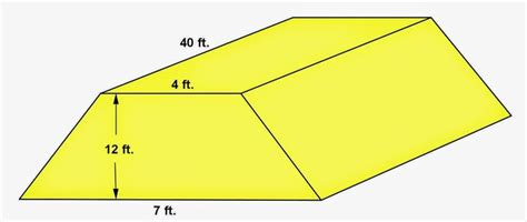 A Yellow Object Is Shown With Measurements For The Area Around It And