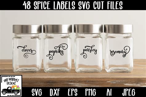 spice jar labels svg cut files  svgs design