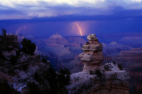 Lightning Storm Over Grand Canyon National Park Arizona Us