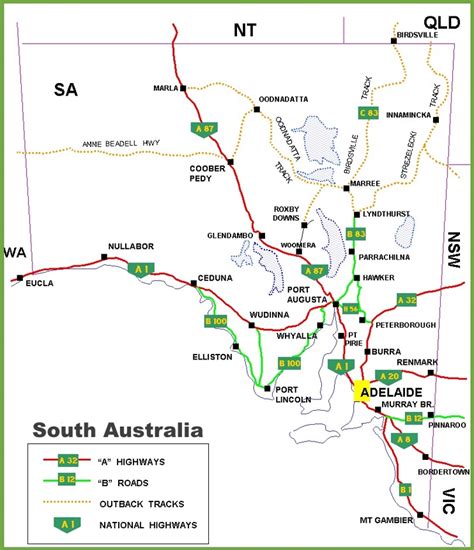 As a result, the animals and trees of australia look and act differently than those found in other parts of the planet. South Australia road map