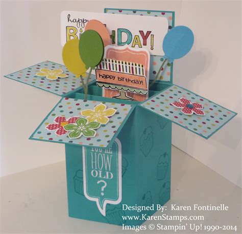 Birthday Pop Up Box Card Stamping With Karen