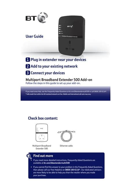 Bt Broadband Extender 600 Kit User Guide